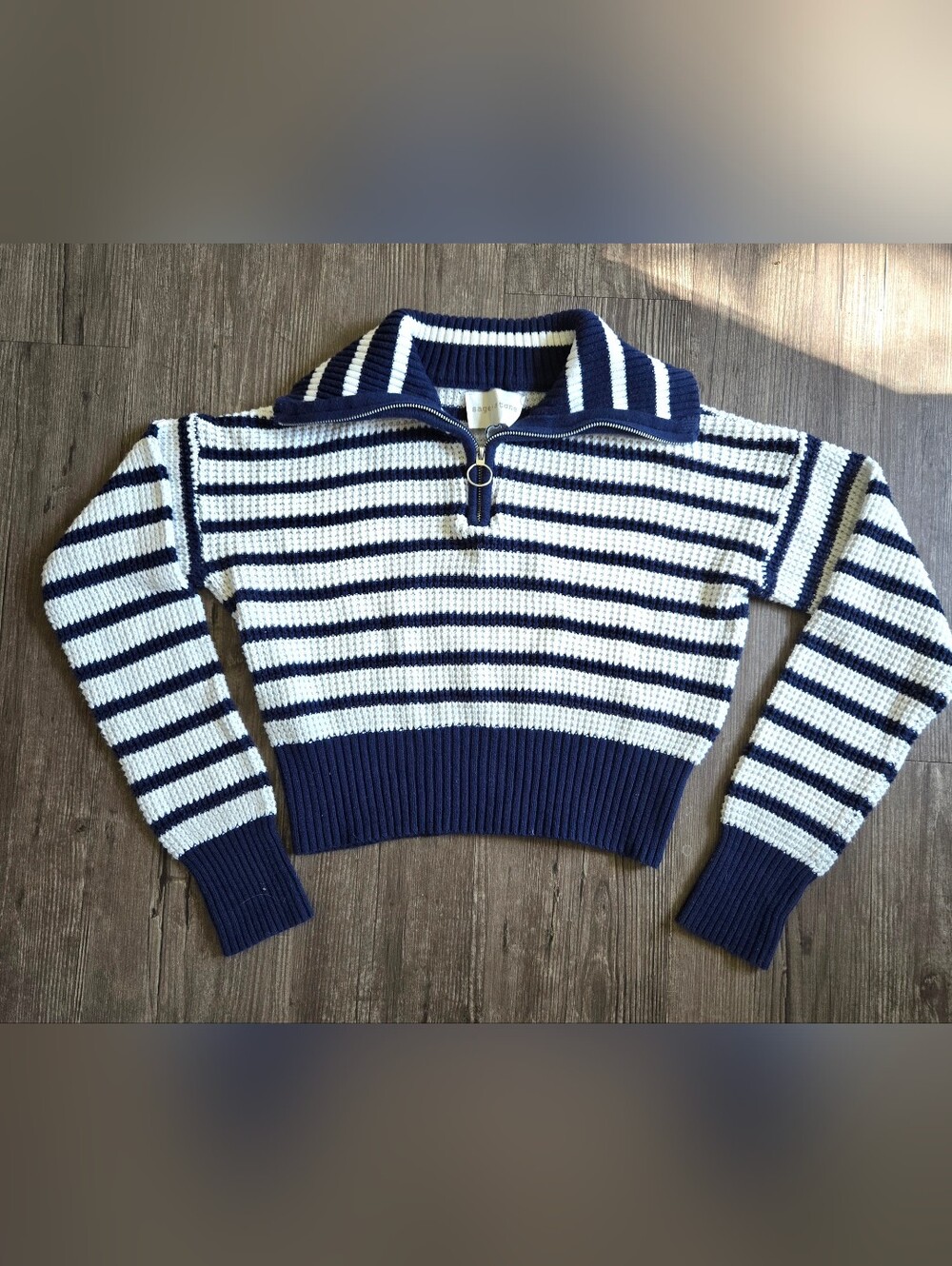 Sage + Stone Knit Quarter Zip Cropped Pullover